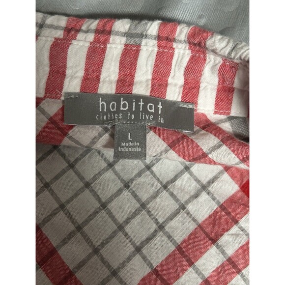 Habitat Red Plaid Textured Button Down Shirt Top Womens Large Outdoors Retro - Picture 6 of 8